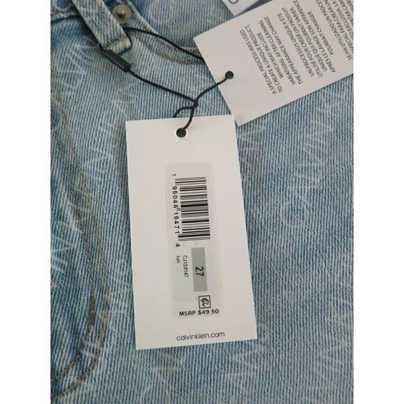 Calvin Klein CJ1S8147 Women Sz 27 Light Blue High Rise Logo Denim Cut Off Shorts - Picture 4 of 6